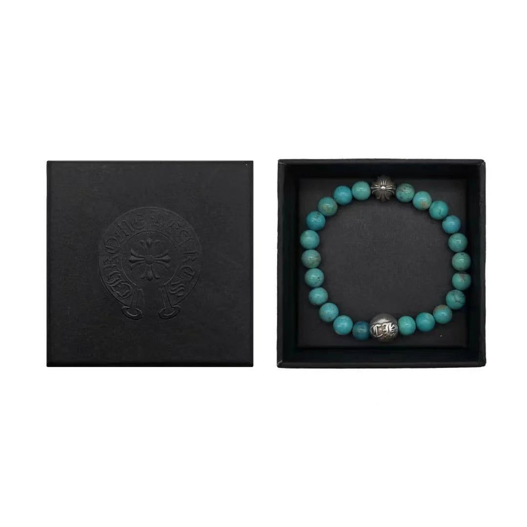 Authentic Chrome Hearts Chrome Hearts Turquoise Bracelet​ – front view