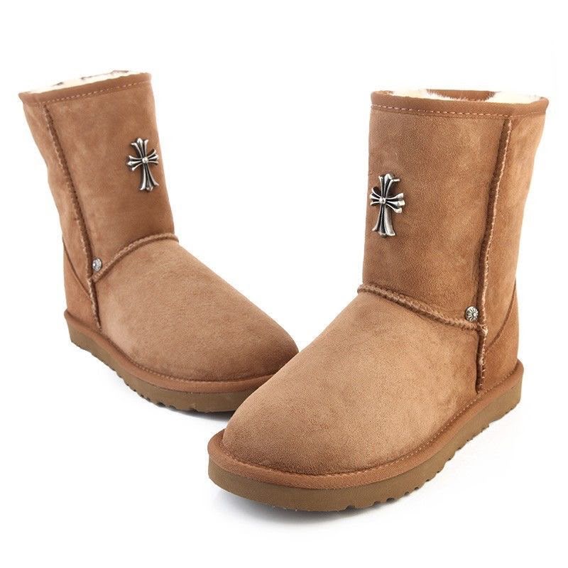 Chrome Hearts Uggs Brown Cross Patch Boots - Chrome Hearts Cross Pendant (photo 1)