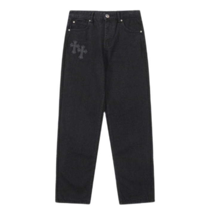 Chrome Hearts cross-distressed jeans – pants front view