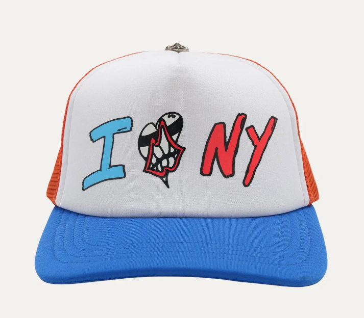 Authentic Chrome Hearts Chrome Hearts x Matty Boy Sex Records I Love NY trucker hat – front view