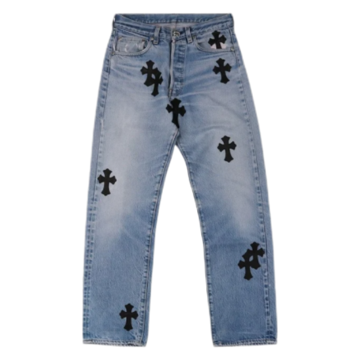 Authentic Chrome Hearts Chrome Levi’s Hearts Vintage Jeans – pants front view