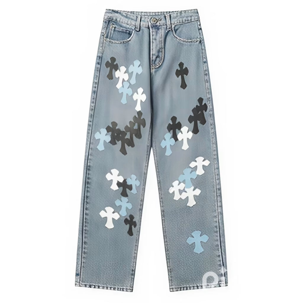 Authentic Chrome Hearts Chrome Style Levis Hearts Cyan Jeans â€“ front view