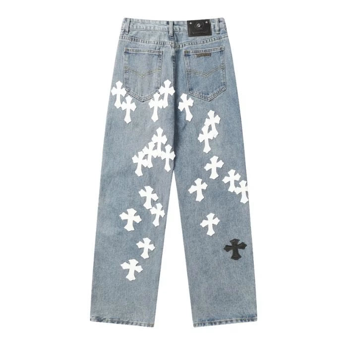 Authentic Chrome Hearts Chrome Style Levis Hearts Cyan Jeans â€“ front view