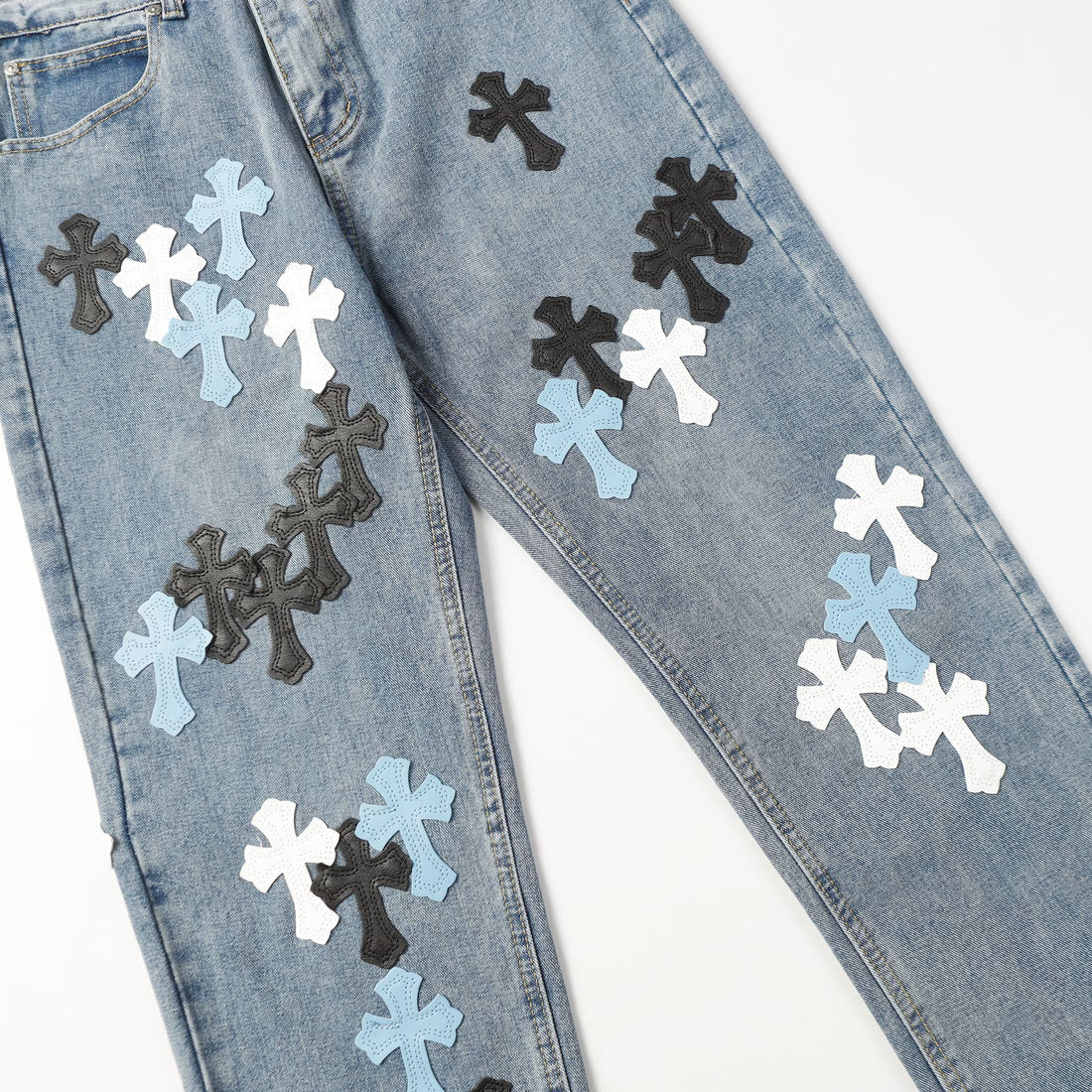 Authentic Chrome Hearts Chrome Style Levis Hearts Cyan Jeans â€“ front view