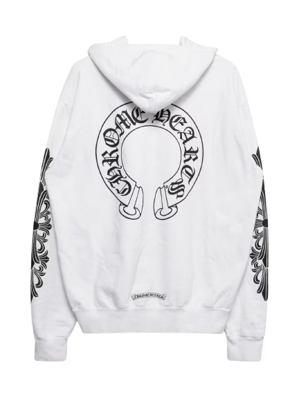 Authentic Chrome Hearts White Floral Horseshoe Zip-up Hoodie â€“ front view