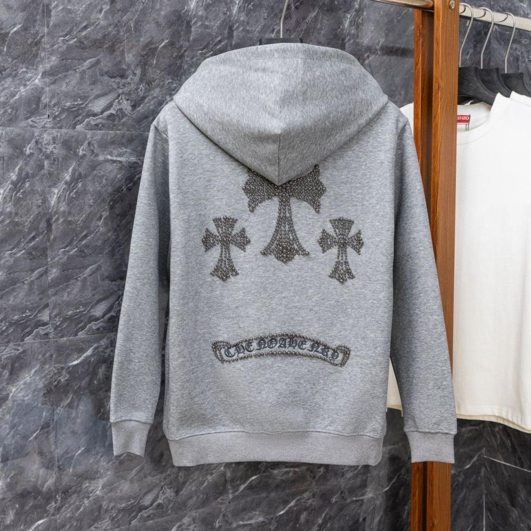 Authentic Chrome Hearts Exclusive Chrome Hearts Dome Studs Hoodie – hoodie front view