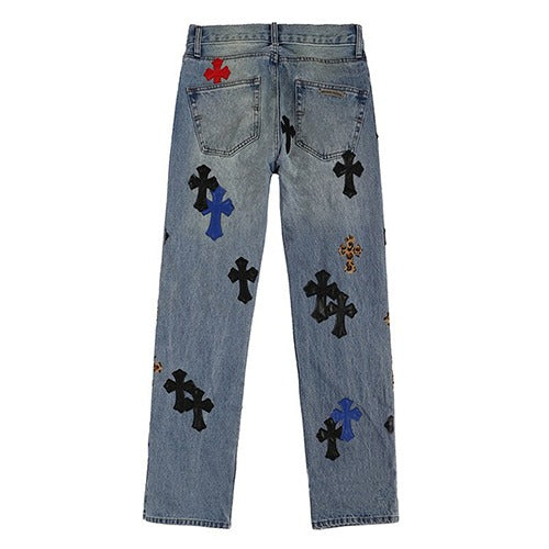 Authentic Chrome Hearts Firmranch Leather Leopard Cross Pants – front view