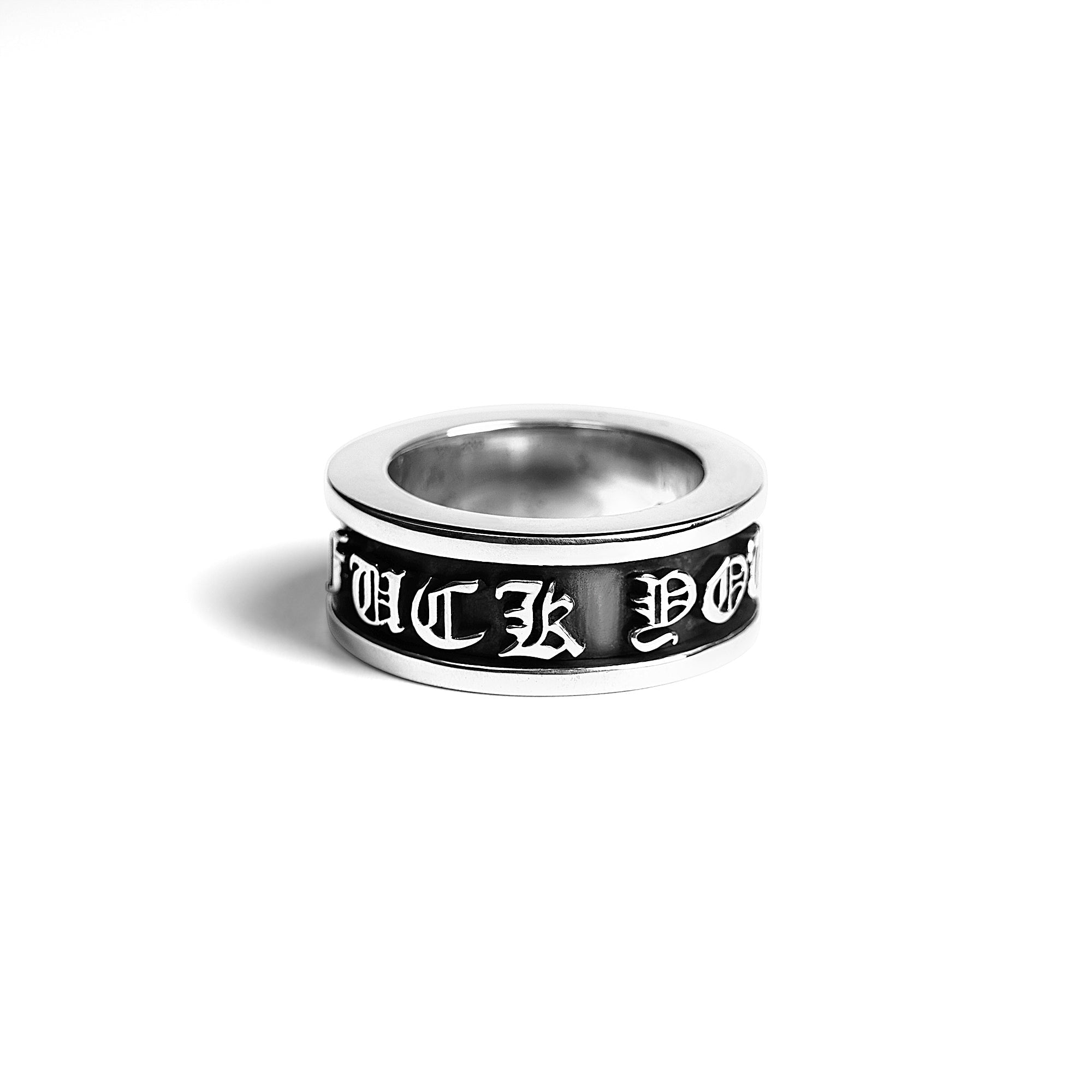 Authentic Chrome Hearts Fuck You Spinner Ring – ring front view
