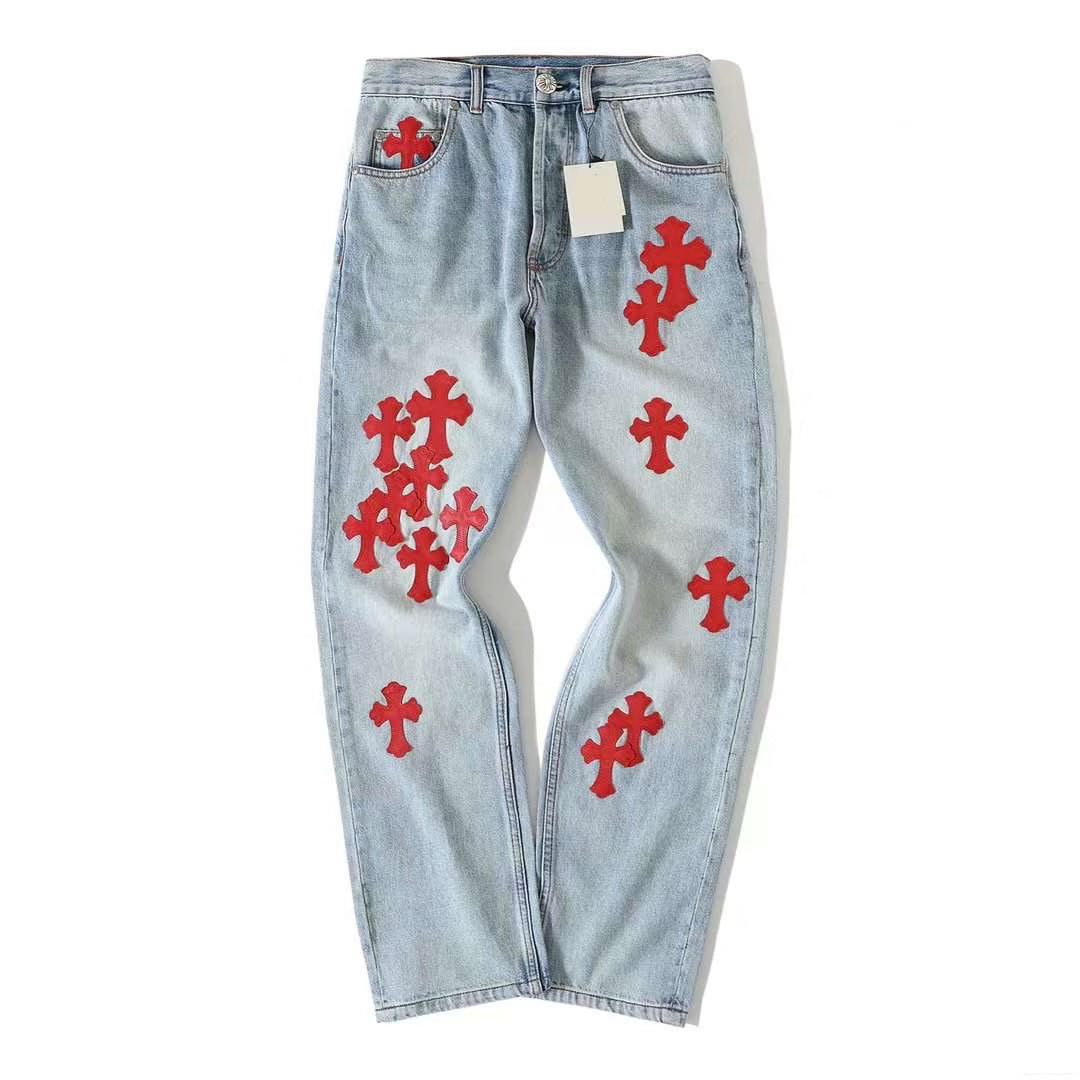 Authentic Chrome Hearts Chrome Hearts Red Patch Jeans â€“ front view
