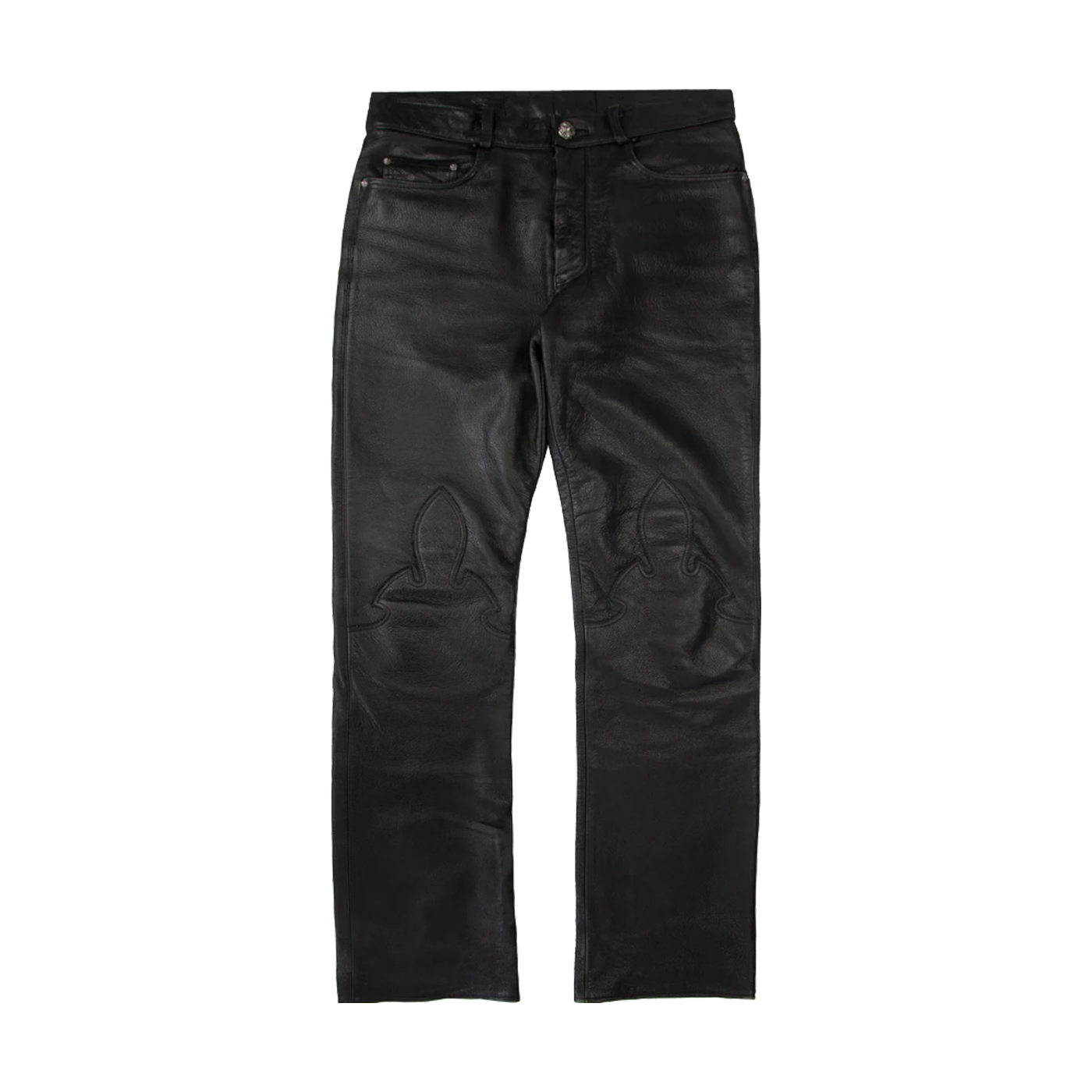 Chrome Hearts Leather Fleur Knee Pants – pants front view