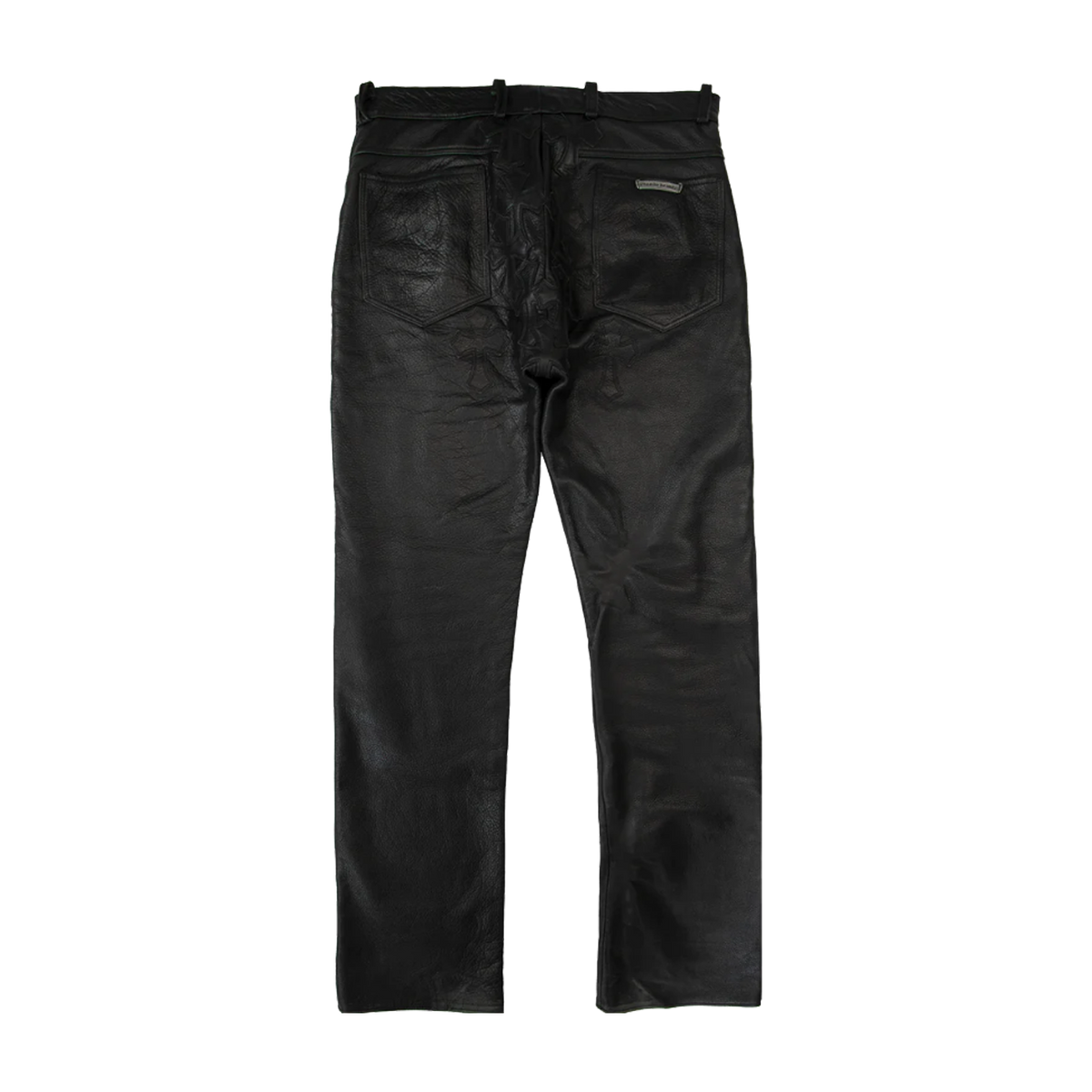 Authentic Chrome Hearts Chrome Hearts Leather Fleur Knee Pants – front view