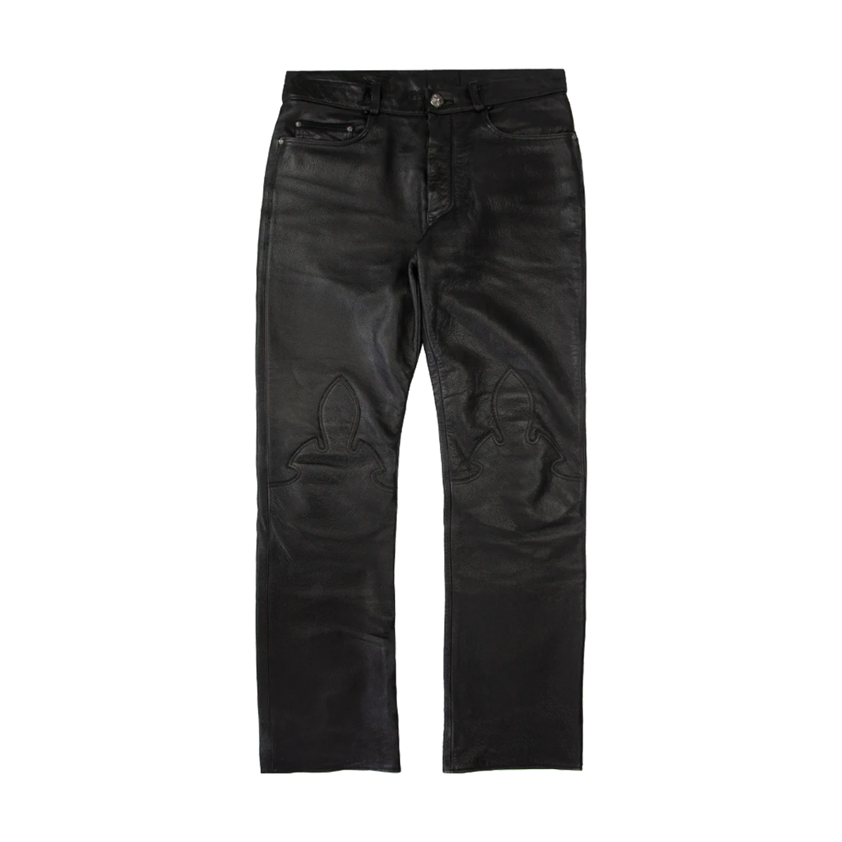 Chrome Hearts Leather Fleur Knee Pants – pants front view