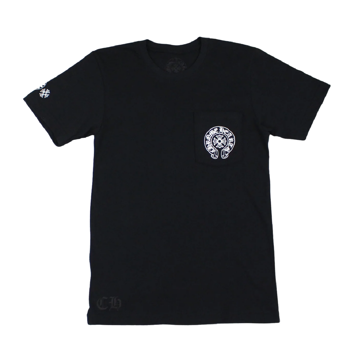 Authentic Chrome Hearts CH Multi Colored Horseshoe Straight Cross T-Shirt – front view