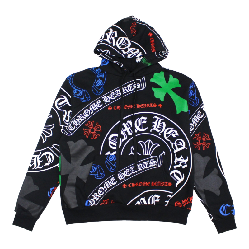 Chrome Hearts Multicolor Logo Stencil Pullover Hoodie – hoodie detail close-up