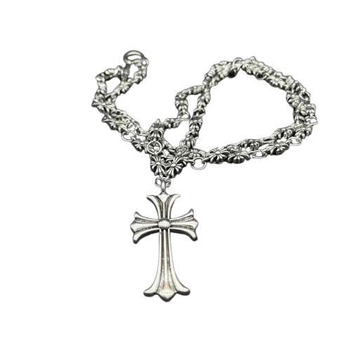 Authentic Chrome Hearts Chrome Hearts Style Necklace Silver Plated â€“ front view