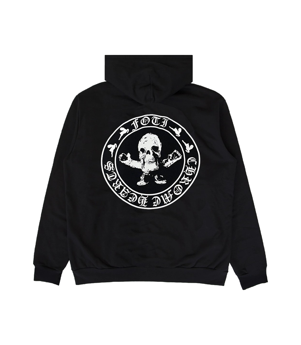 Authentic Chrome Hearts RARE CH Foti Skeleton Circle Logo Zip Up Hoodie – hoodie front view