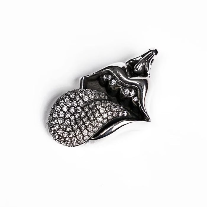 Authentic Chrome Hearts Rolling Stones Tongue & Lip Pendant With Diamond â€“ front view
