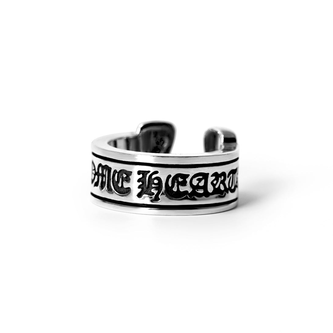 Authentic Chrome Hearts Scroll Label Ring – ring front view