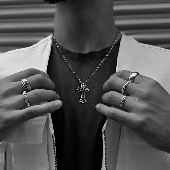 Authentic Chrome Hearts Small Double Cross Pendant â€“ front view