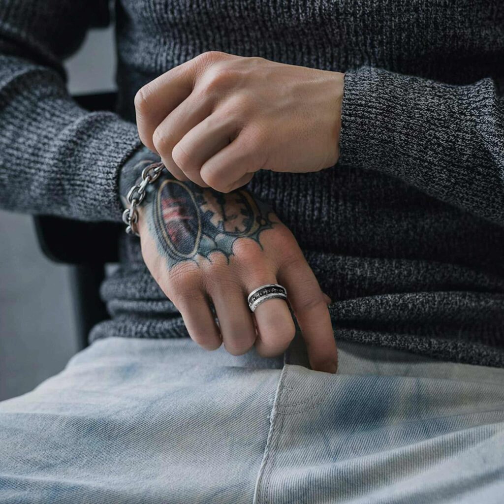 Authentic Chrome Hearts Tiny CH Plus Spinner Ring – front view