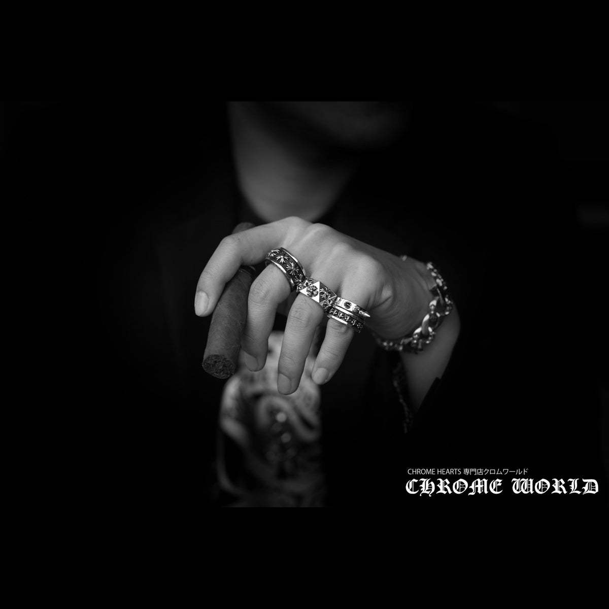 Authentic Chrome Hearts Triple Spike Ring – front view