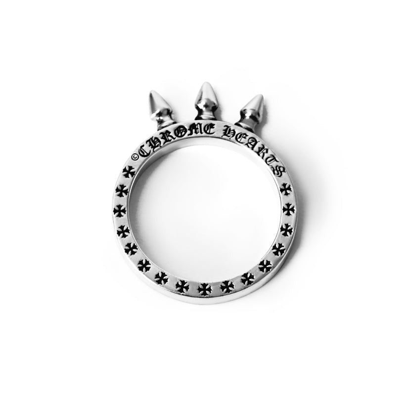 Authentic Chrome Hearts Triple Spike Ring – ring front view