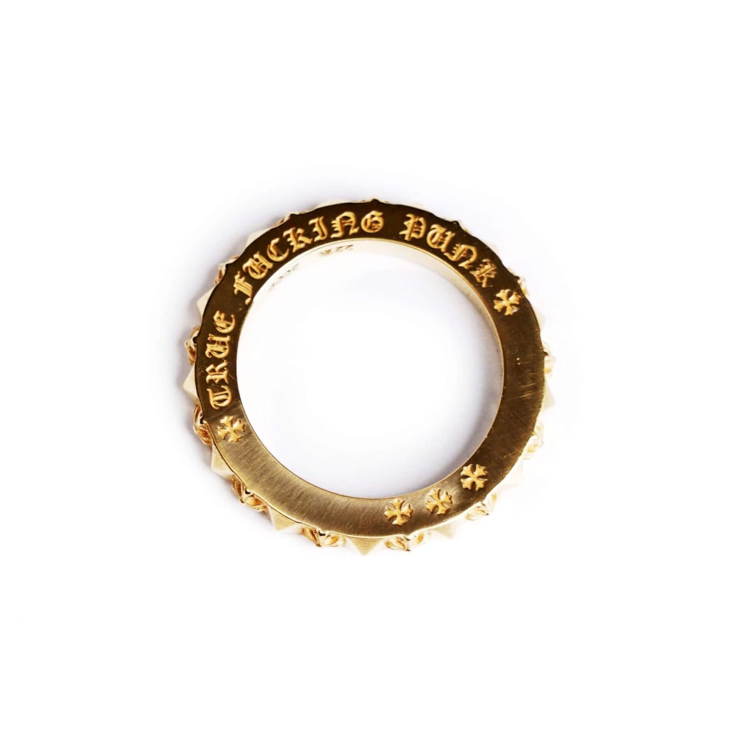 Authentic Chrome Hearts 22K Gold True Fucking Punk Ring â€“ front view