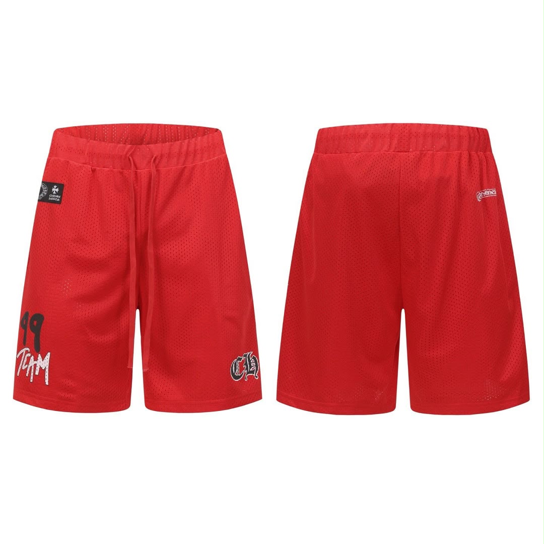Authentic Chrome Hearts Chrome Hearts Red “TEAM 99” Mesh Shorts – front view