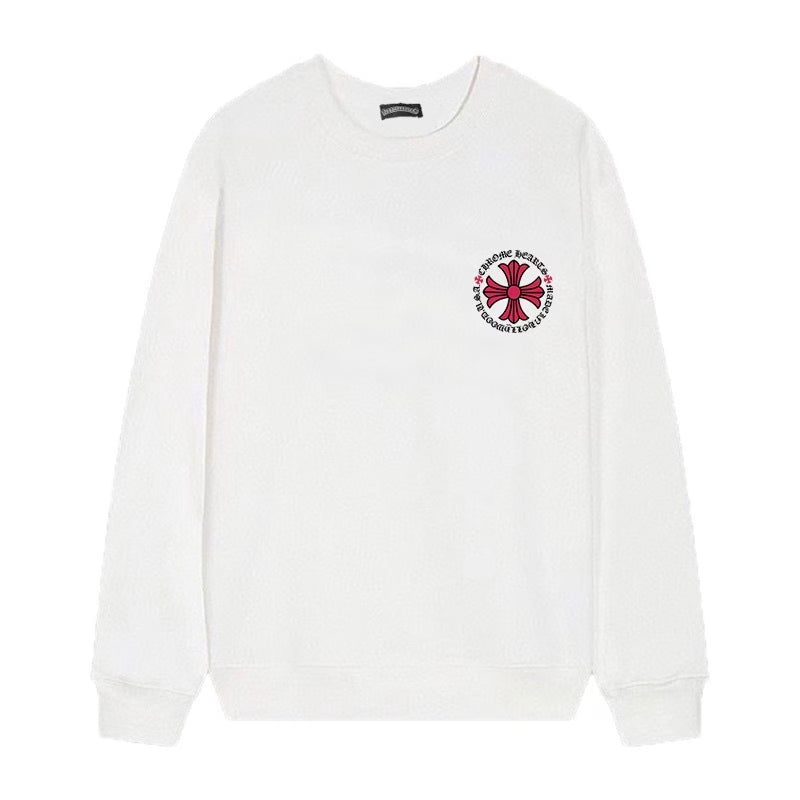 Authentic Chrome Hearts Chrome Hearts Pink Cross Circle Sweatshirt â€“ White â€“ front view
