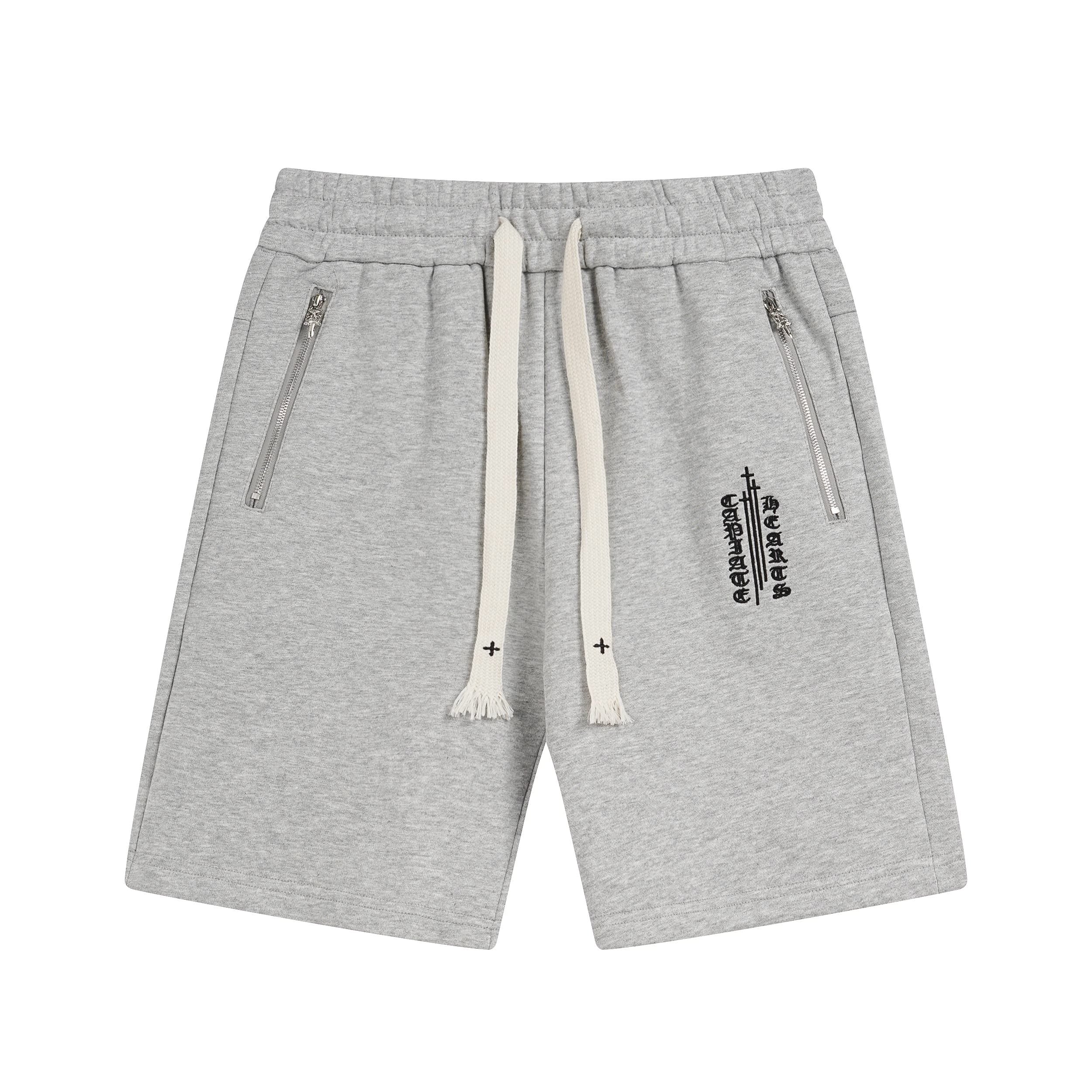 Authentic Chrome Hearts Chrome Hearts Grey Black Cross Patch Sweat Shorts â€“ front view