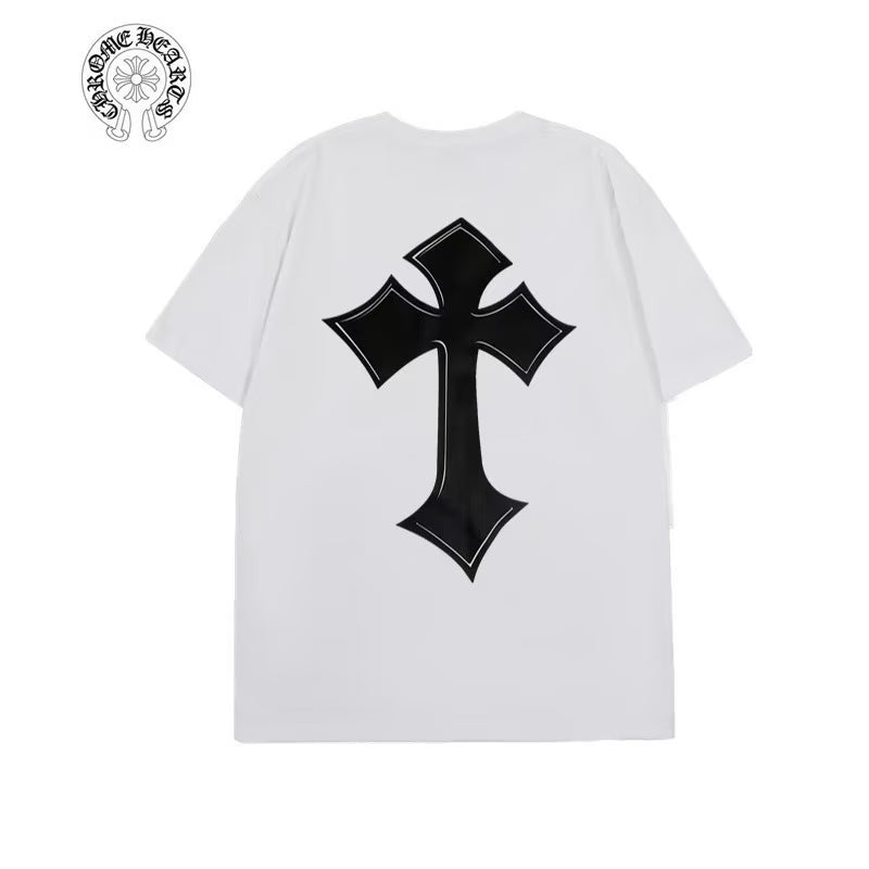 Authentic Chrome Hearts Chrome Hearts White Black Cross Graphic Tee â€“ front view