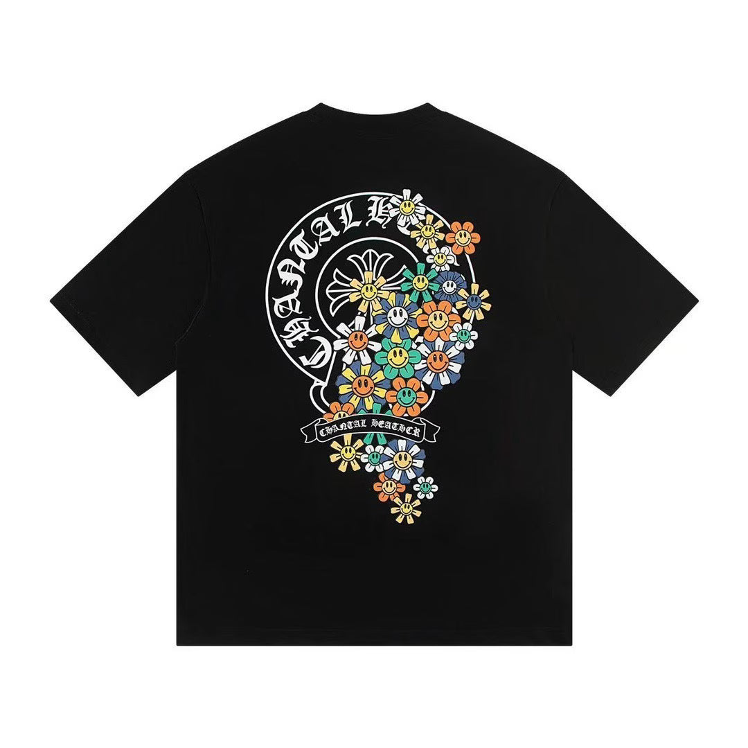 Authentic Chrome Hearts Chrome Hearts Chantal Heather Flower T-Shirt Black â€“ front view