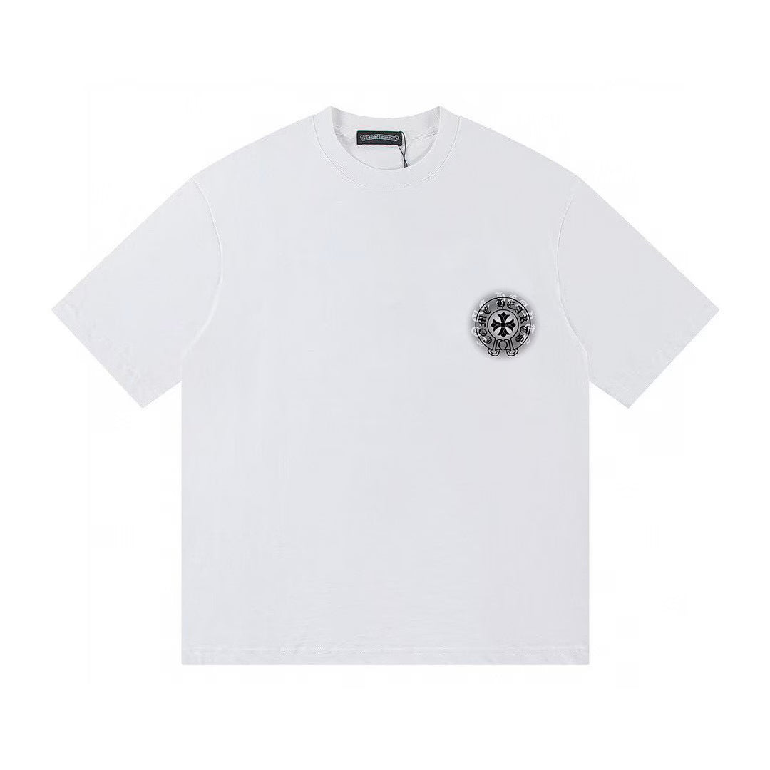 Authentic Chrome Hearts Chrome Hearts Horseshoe Floral Cross Graphic White T-Shirt â€“ front view