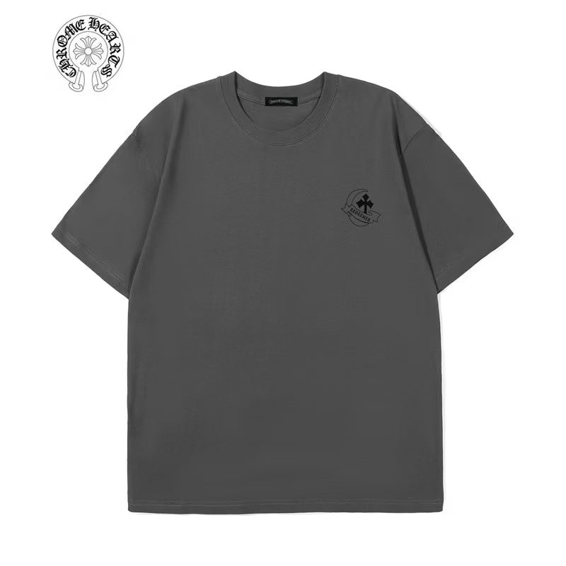 Authentic Chrome Hearts Chrome Hearts Grey Black Cross Back Graphic Tee â€“ front view