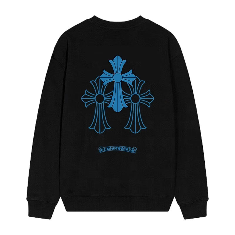 Authentic Chrome Hearts Chrome Hearts Blue Horseshoe Triple Cross Long Sleeve â€“ front view