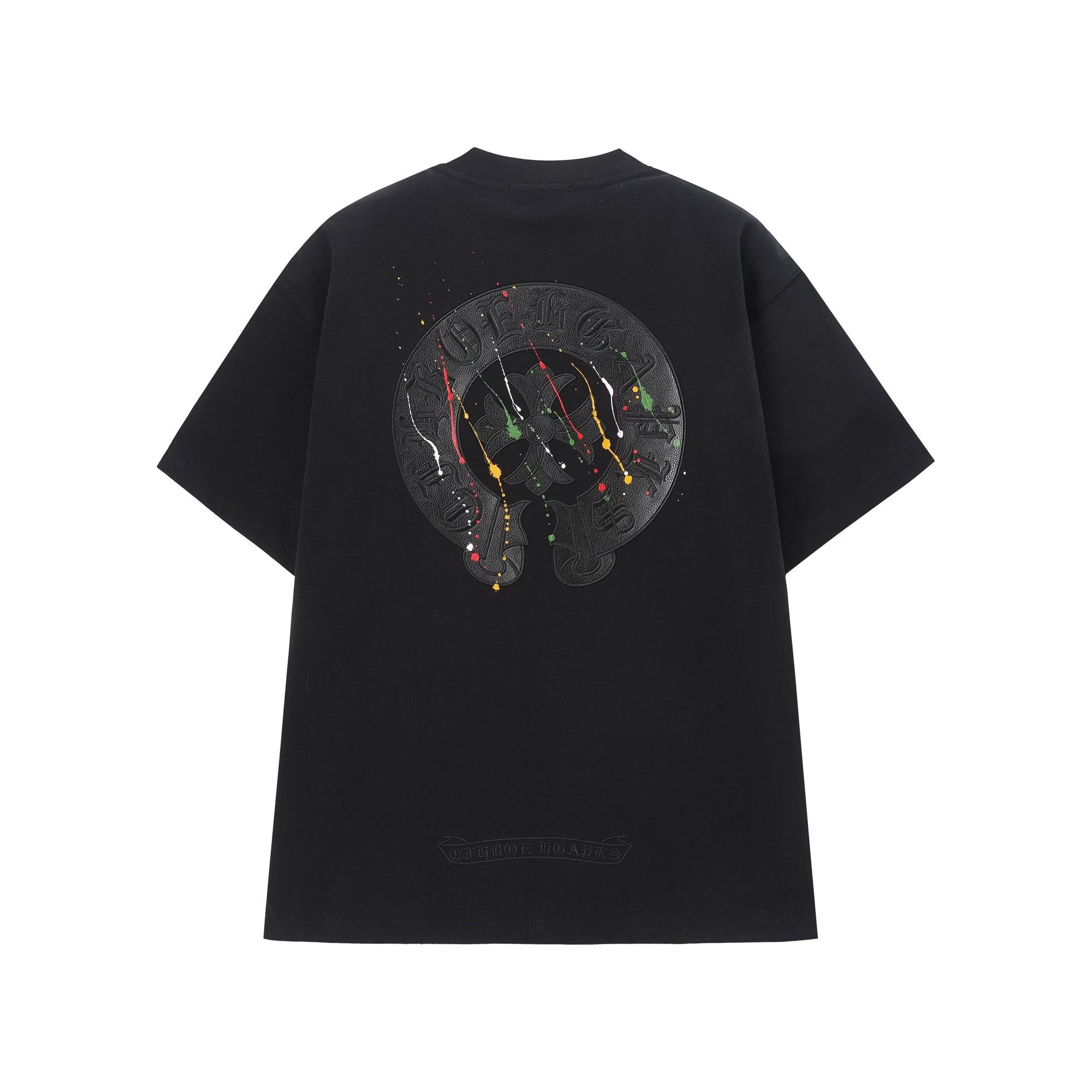 Authentic Chrome Hearts Chrome Hearts Black Paint Splash Cross T-Shirt â€“ front view