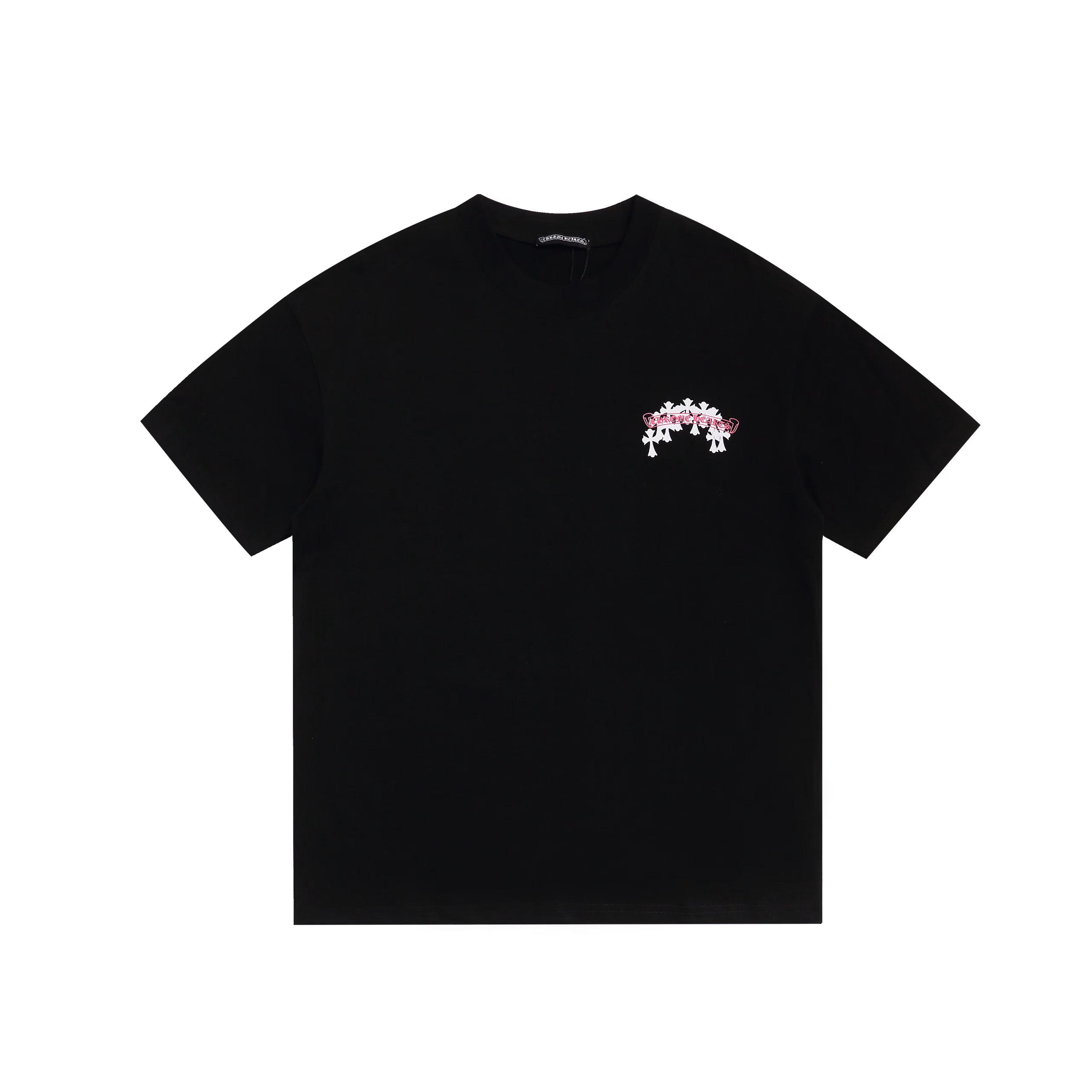Authentic Chrome Hearts Chrome Hearts Black Pink Arch Cross Logo Tee â€“ front view