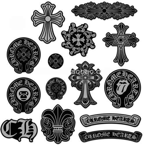 Authentic Chrome Hearts Chrome Heart Cross Stickers – piece front view