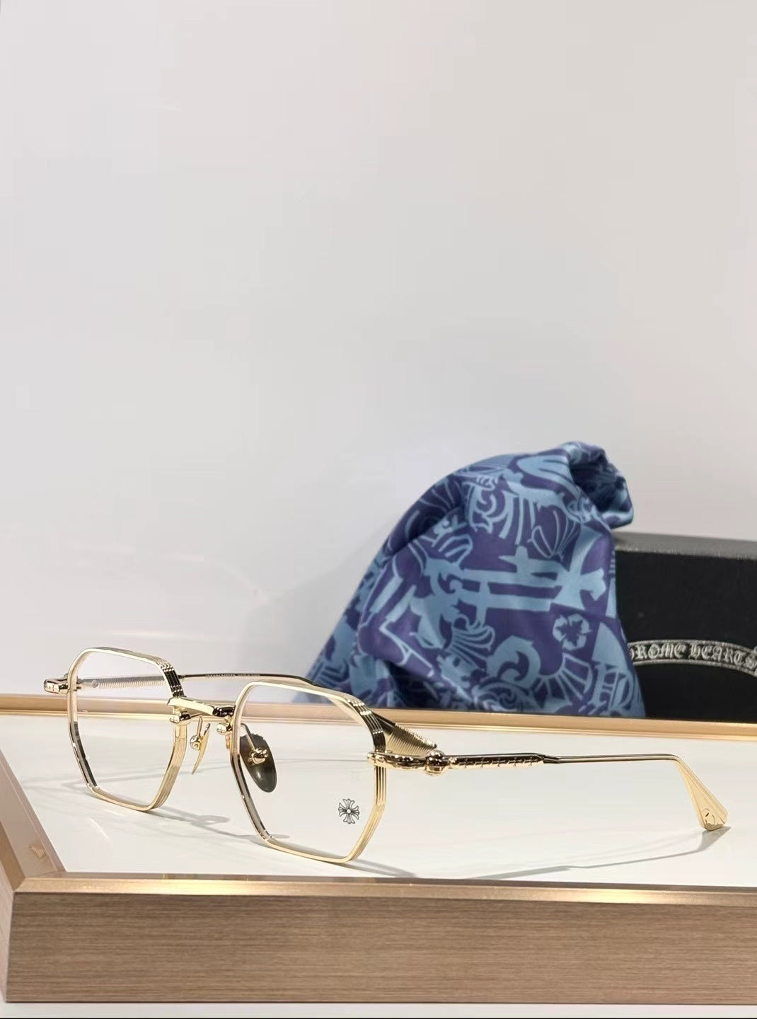 Chrome Hearts Bone Prone Glasses Gold Cross - Chrome Hearts Glasses (photo 1)