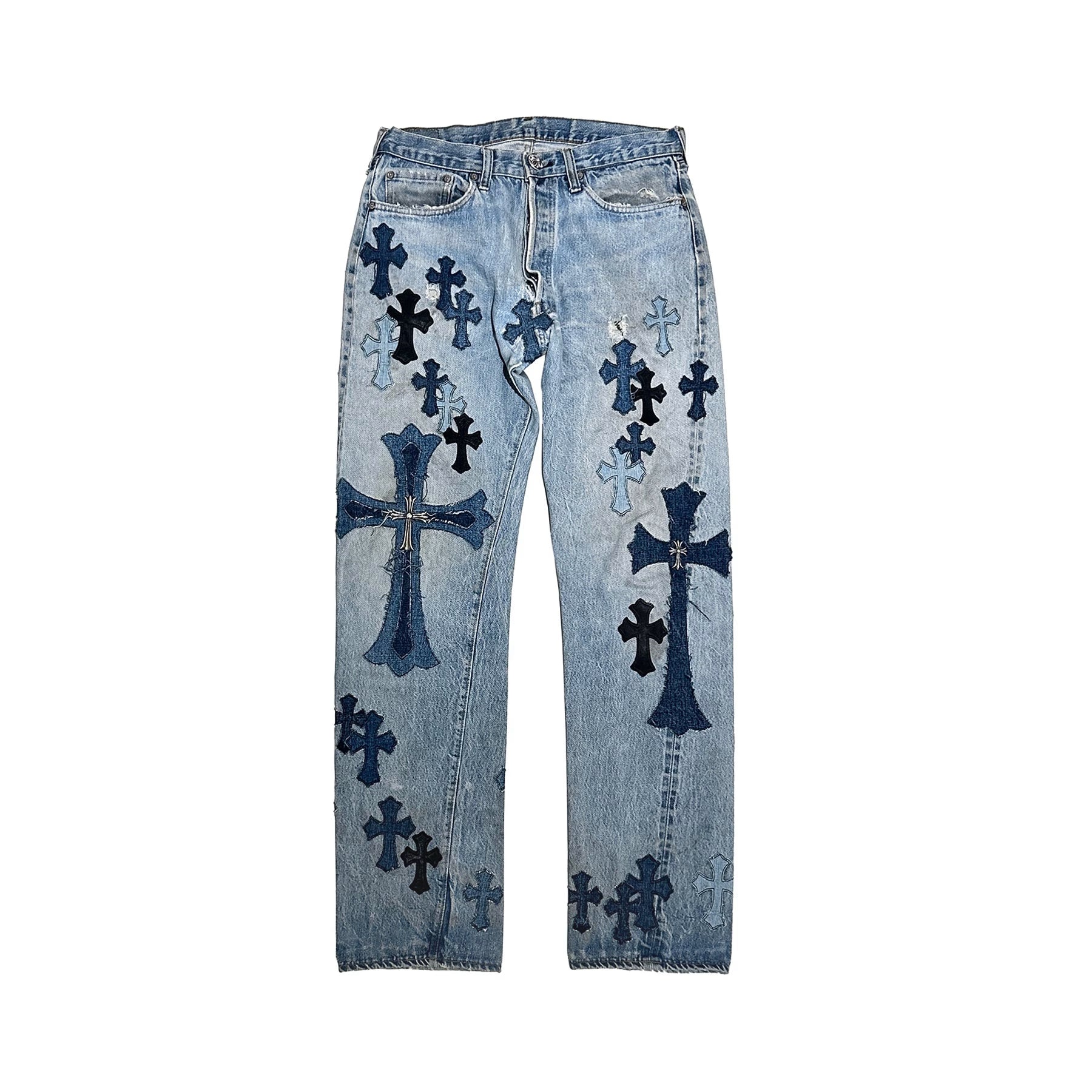 Authentic Chrome Hearts Lil Meech Chrome Heart Jeans â€“ front view
