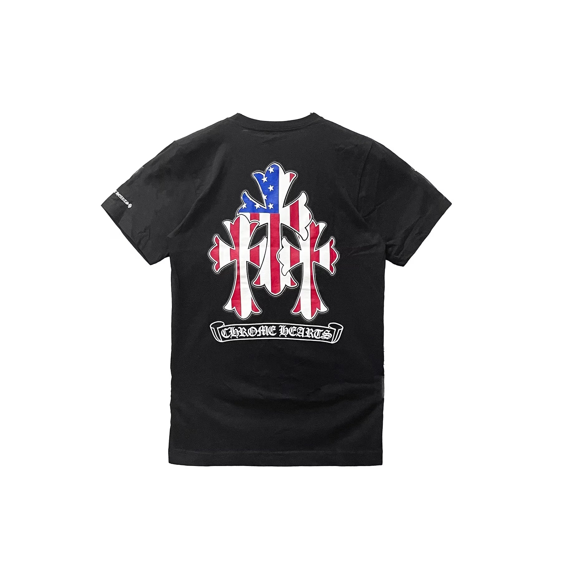 Authentic Chrome Hearts Chrome Hearts USA Flag Triple Cross Logo Short Sleeve Tee â€“ front view