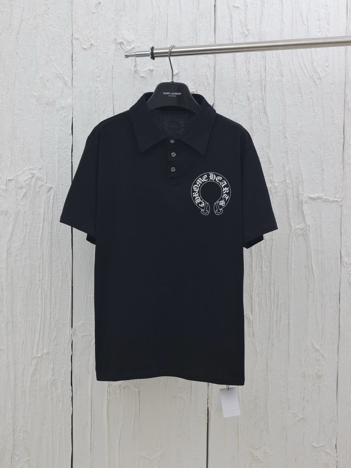 Authentic Chrome Hearts Chrome Hearts Black Horseshoe Polo Shirt â€“ front view