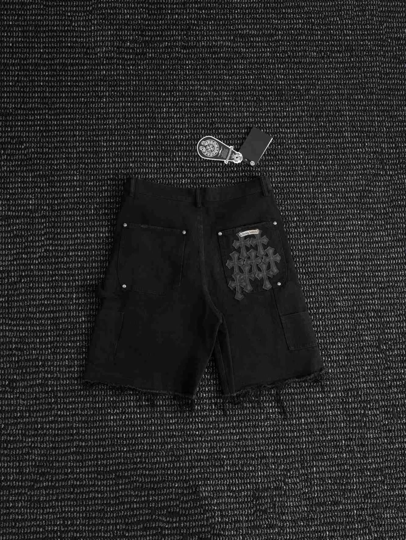 Authentic Chrome Hearts Chrome Hearts Tonal Cross Denim Shorts â€“ front view