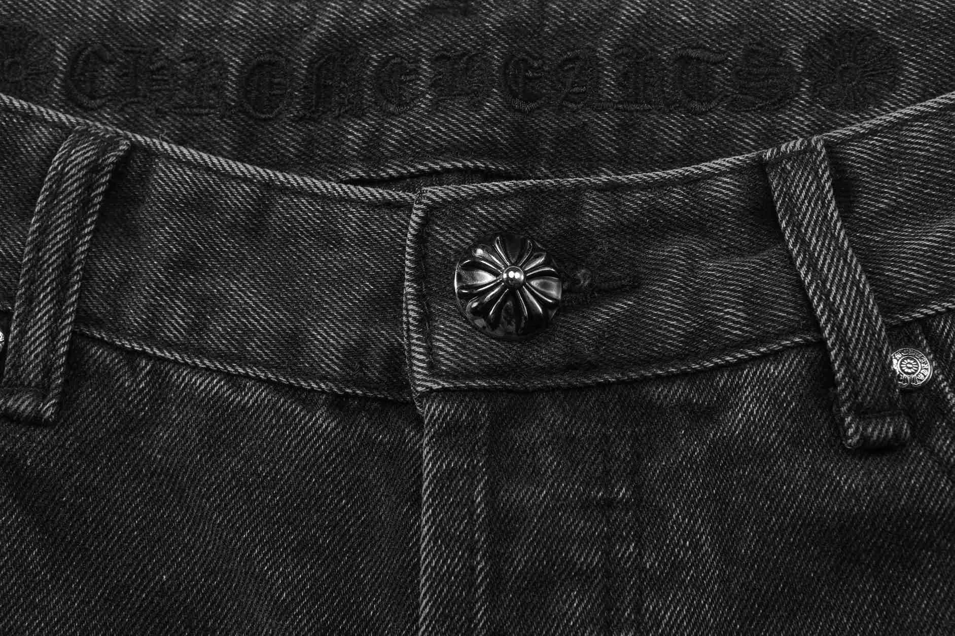 Authentic Chrome Hearts Chrome Hearts Black Cemetery Cross Jeans â€“ front view