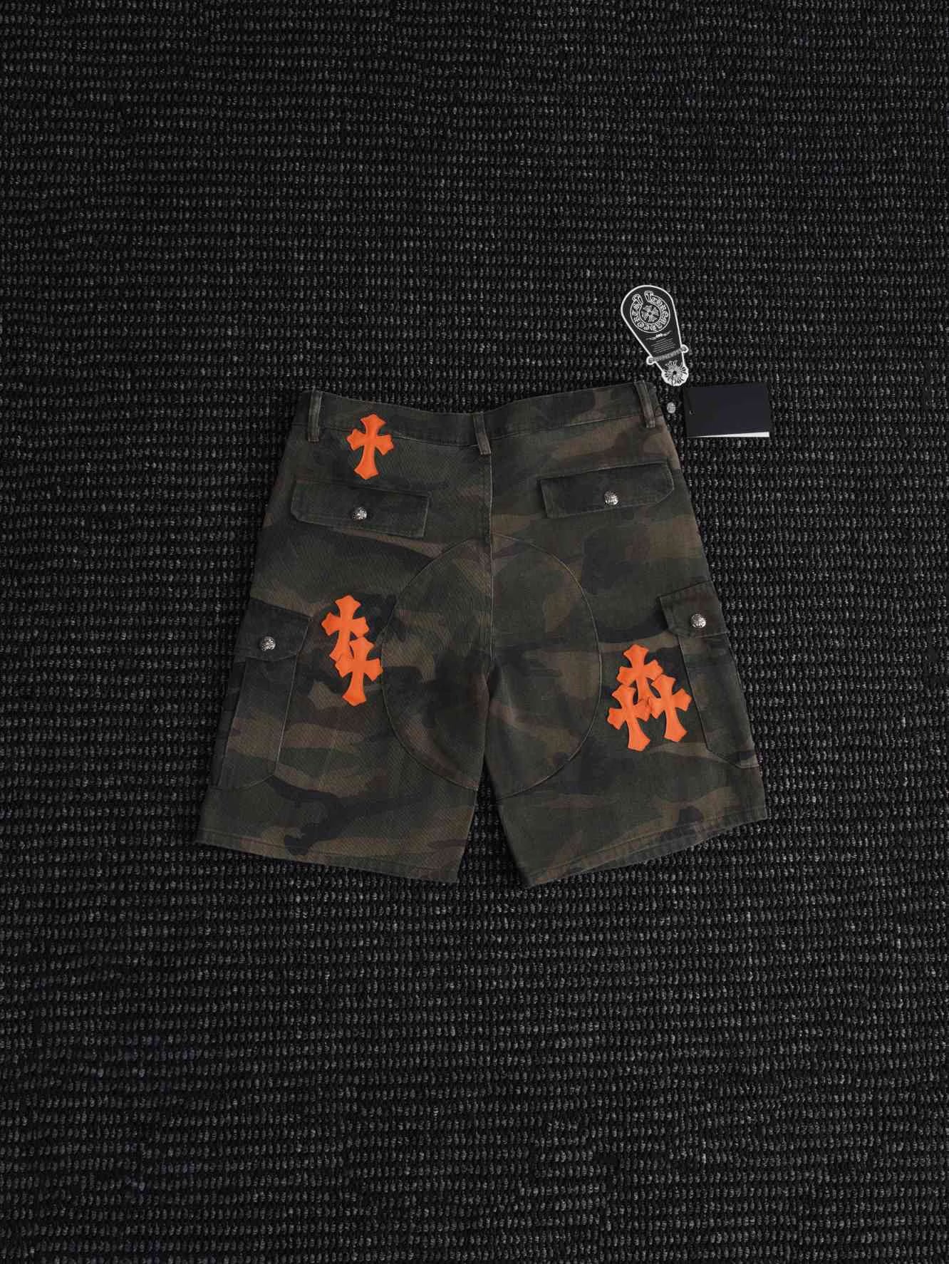 Authentic Chrome Hearts Chrome Hearts Orange Cross Camo Cargo Shorts â€“ front view