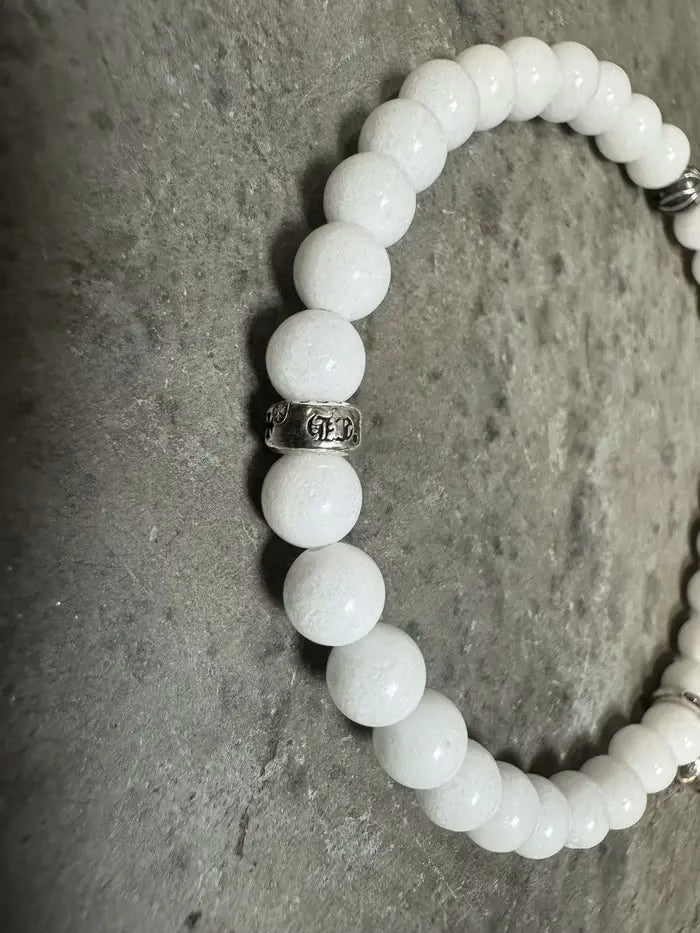 Authentic Chrome Hearts Chrome Hearts Cemetery White Beaded Bracelet â€“ front view