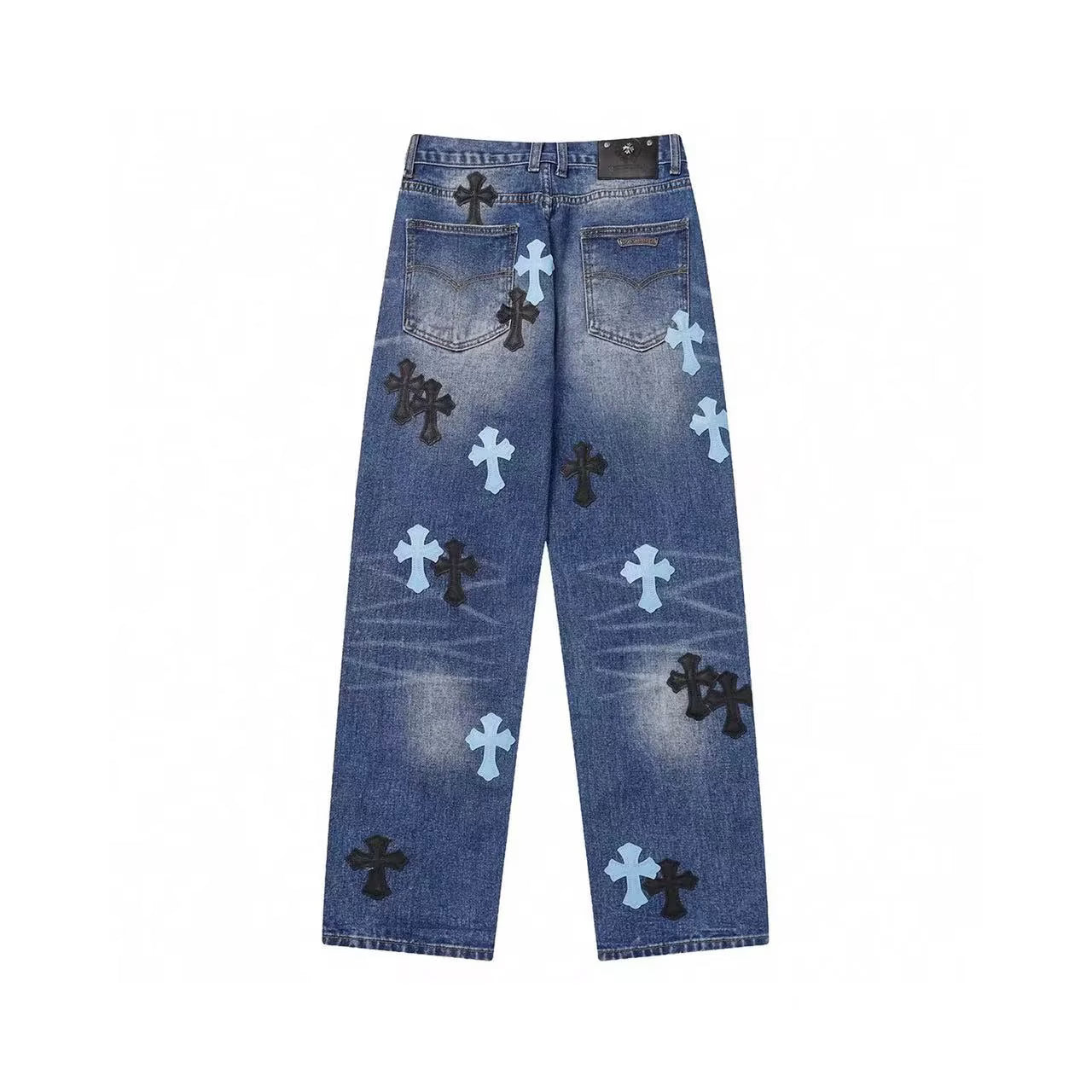 Authentic Chrome Hearts Chrome Hearts Black & Cyan Cross Patch Denim â€“ front view