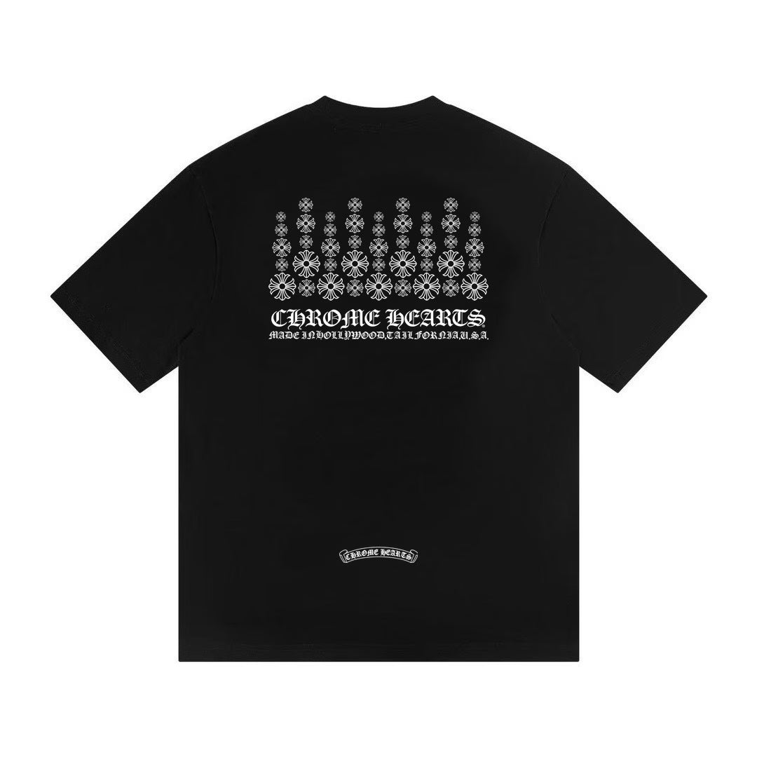 Authentic Chrome Hearts Chrome Hearts Floral Cross Grid Tee (Black) â€“ front view