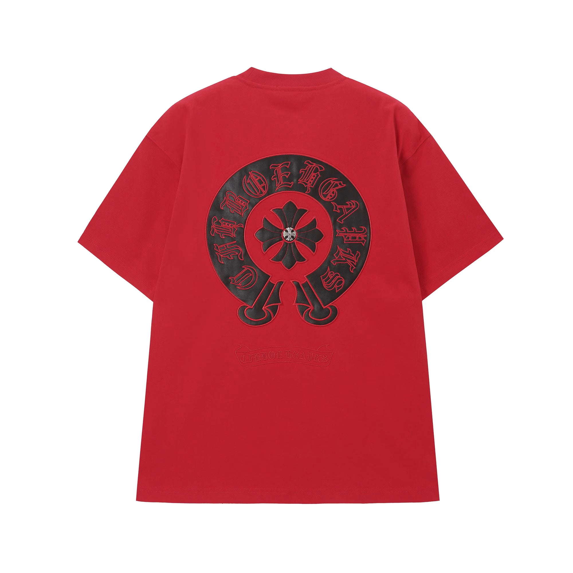 Authentic Chrome Hearts Chrome Hearts Red Horseshoe Cross Logo T-Shirt Red â€“ front view