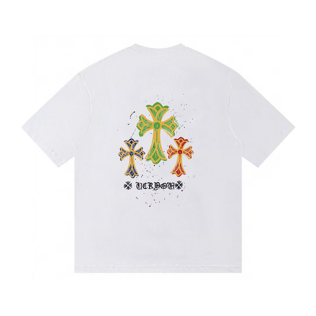 Authentic Chrome Hearts Chrome Hearts Triple Cross Graphic T-Shirt â€“ White â€“ front view